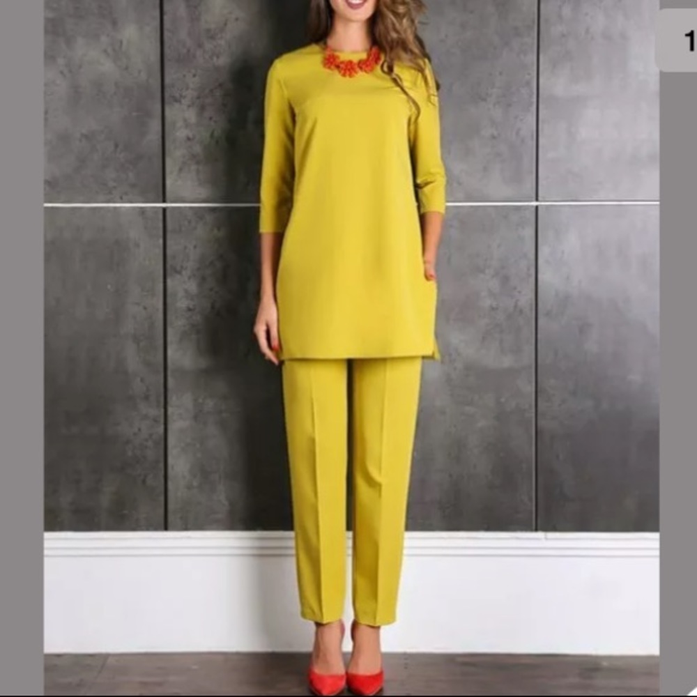 Anete Mustard Tunic & Crop Pants Set Size US 16W